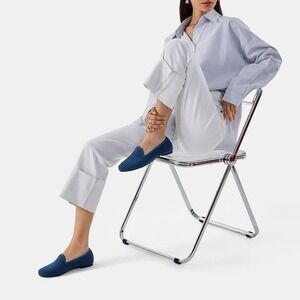 VIVAIA Knit Slip-On Loafers Blue Comfort Flats Lightweight Breathable US/7-7.5